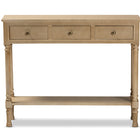 Baxton Studio Calvin Classic and Traditional French Farmhouse Oak Brown Finished Wood 3-Drawer Entryway Console Table