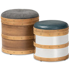 Baxton Studio Caleb Modern Grey Fabric and Alligator Faux Leather 2-Piece Storage Ottoman Set