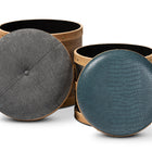 Baxton Studio Caleb Modern Grey Fabric and Alligator Faux Leather 2-Piece Storage Ottoman Set