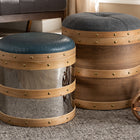 Baxton Studio Caleb Modern Grey Fabric and Alligator Faux Leather 2-Piece Storage Ottoman Set