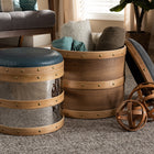 Baxton Studio Caleb Modern Grey Fabric and Alligator Faux Leather 2-Piece Storage Ottoman Set