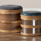 Baxton Studio Caleb Modern Grey Fabric and Alligator Faux Leather 2-Piece Storage Ottoman Set