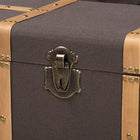 Baxton Studio Stephen Modern and Contemporary Transitional Dark Brown Fabric Upholstered and Oak Brown Finished 2-Piece Storage Trunk Set