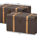 Baxton Studio Stephen Modern and Contemporary Transitional Dark Brown Fabric Upholstered and Oak Brown Finished 2-Piece Storage Trunk Set