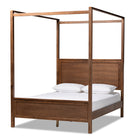 Baxton Studio Veronica Modern and Contemporary Walnut Brown Finished Wood King Size Platform Canopy Bed