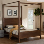 Baxton Studio Veronica Modern and Contemporary Walnut Brown Finished Wood Queen Size Platform Canopy Bed