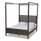 Baxton Studio Natasha Modern and Contemporary Grey Fabric Upholstered and Dark Grey Oak Finished Wood King Size Platform Canopy Bed