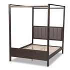 Baxton Studio Natasha Modern and Contemporary Grey Fabric Upholstered and Dark Grey Oak Finished Wood King Size Platform Canopy Bed