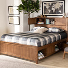 Baxton Studio Riko Modern and Contemporary Transitional Walnut Brown Finished Wood Queen Size Platform Storage Bed