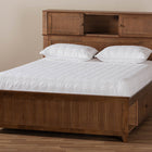 Baxton Studio Riko Modern and Contemporary Transitional Walnut Brown Finished Wood Queen Size Platform Storage Bed