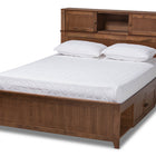 Baxton Studio Riko Modern and Contemporary Transitional Walnut Brown Finished Wood Queen Size Platform Storage Bed