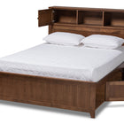 Baxton Studio Riko Modern and Contemporary Transitional Walnut Brown Finished Wood Queen Size Platform Storage Bed