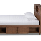 Baxton Studio Riko Modern and Contemporary Transitional Walnut Brown Finished Wood Queen Size Platform Storage Bed