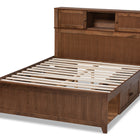 Baxton Studio Riko Modern and Contemporary Transitional Walnut Brown Finished Wood Queen Size Platform Storage Bed