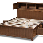 Baxton Studio Riko Modern and Contemporary Transitional Walnut Brown Finished Wood Queen Size Platform Storage Bed