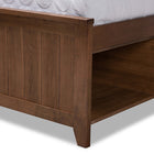 Baxton Studio Riko Modern and Contemporary Transitional Walnut Brown Finished Wood Queen Size Platform Storage Bed