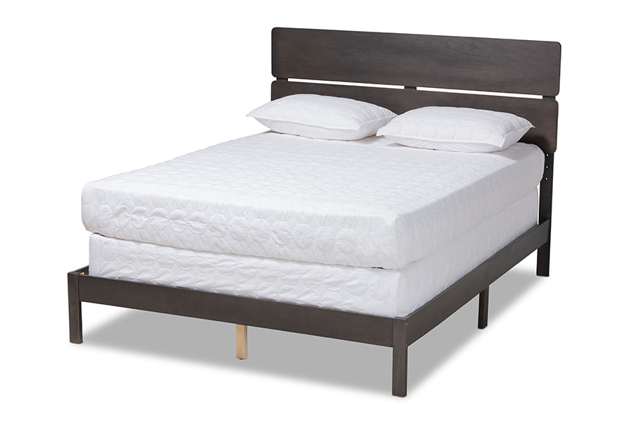 Baxton Studio Anthony Modern and Contemporary Dark Grey Oak Finished Wood Full Size Panel Bed