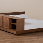 Baxton Studio Kaori Modern and Contemporary Transitional Walnut Brown Finished Wood Queen Size Platform Storage Bed