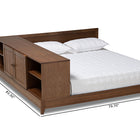 Baxton Studio Kaori Modern and Contemporary Transitional Walnut Brown Finished Wood Queen Size Platform Storage Bed