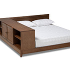 Baxton Studio Kaori Modern and Contemporary Transitional Walnut Brown Finished Wood Queen Size Platform Storage Bed