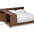 Baxton Studio Kaori Modern and Contemporary Transitional Walnut Brown Finished Wood Queen Size Platform Storage Bed