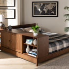 Baxton Studio Kaori Modern and Contemporary Transitional Walnut Brown Finished Wood Queen Size Platform Storage Bed