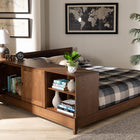 Baxton Studio Kaori Modern and Contemporary Transitional Walnut Brown Finished Wood Queen Size Platform Storage Bed