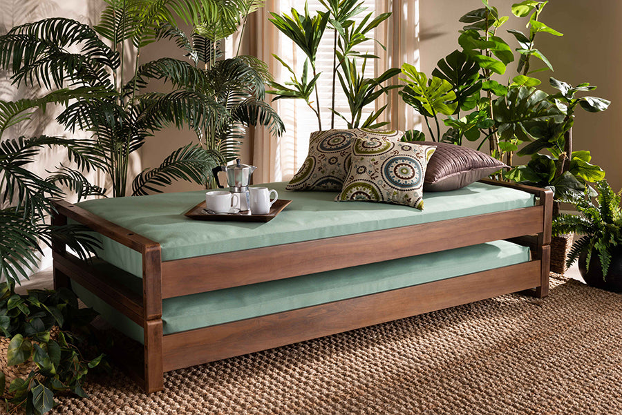 Baxton Studio Klara Modern and Contemporary Walnut Finished Wood Expandable Twin Size to King Size Bed Frame