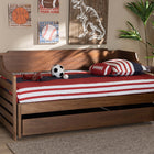 Baxton Studio Jameson Modern and Transitional Walnut Brown Finished Expandable Twin Size to King Size Daybed with Storage Drawer