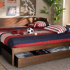 Baxton Studio Jameson Modern and Transitional Walnut Brown Finished Expandable Twin Size to King Size Daybed with Storage Drawer