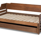 Baxton Studio Jameson Modern and Transitional Walnut Brown Finished Expandable Twin Size to King Size Daybed with Storage Drawer