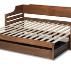 Baxton Studio Jameson Modern and Transitional Walnut Brown Finished Expandable Twin Size to King Size Daybed with Storage Drawer