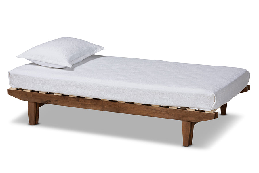 Baxton Studio Hiro Modern and Contemporary Walnut Finished Wood Expandable Twin Size to King Size Bed Frame