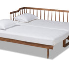 Baxton Studio Muriel Modern and Transitional Walnut Brown Finished Wood Expandable Twin Size to King Size Spindle Daybed