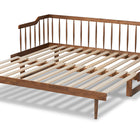 Baxton Studio Muriel Modern and Transitional Walnut Brown Finished Wood Expandable Twin Size to King Size Spindle Daybed