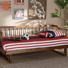 Baxton Studio Muriel Modern and Transitional Walnut Brown Finished Wood Expandable Twin Size to King Size Spindle Daybed