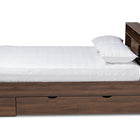 Baxton Studio Tristan Modern and Contemporary Walnut Brown Finished Wood 1-Drawer Queen Size Platform Storage Bed with Shelves