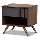 Baxton Studio Naoki Modern and Contemporary Two-Tone Grey and Walnut Finished Wood 1-Drawer Nightstand