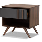 Baxton Studio Naoki Modern and Contemporary Two-Tone Grey and Walnut Finished Wood 1-Drawer Nightstand