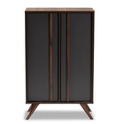 Baxton Studio Naoki Modern and Contemporary Two-Tone Grey and Walnut Finished Wood 2-Door Shoe Cabinet
