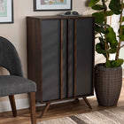 Baxton Studio Naoki Modern and Contemporary Two-Tone Grey and Walnut Finished Wood 2-Door Shoe Cabinet