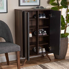 Baxton Studio Naoki Modern and Contemporary Two-Tone Grey and Walnut Finished Wood 2-Door Shoe Cabinet