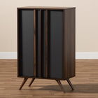 Baxton Studio Naoki Modern and Contemporary Two-Tone Grey and Walnut Finished Wood 2-Door Shoe Cabinet