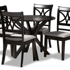 Baxton Studio Julia Modern and Contemporary Grey Fabric Upholstered and Dark Brown Finished Wood 5-Piece Dining Set