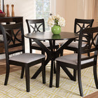 Baxton Studio Julia Modern and Contemporary Grey Fabric Upholstered and Dark Brown Finished Wood 5-Piece Dining Set