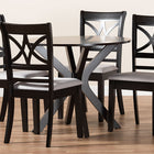 Baxton Studio Julia Modern and Contemporary Grey Fabric Upholstered and Dark Brown Finished Wood 5-Piece Dining Set
