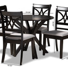 Baxton Studio Julia Modern and Contemporary Grey Fabric Upholstered and Dark Brown Finished Wood 5-Piece Dining Set