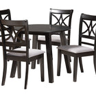 Baxton Studio Brooke Modern Grey Fabric and Dark Brown Finished Wood 5-Piece Dining Set