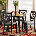 Baxton Studio Brooke Modern Grey Fabric and Dark Brown Finished Wood 5-Piece Dining Set
