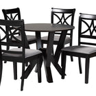Baxton Studio Mari Modern Grey Fabric and Dark Brown Finished Wood 5-Piece Dining Set